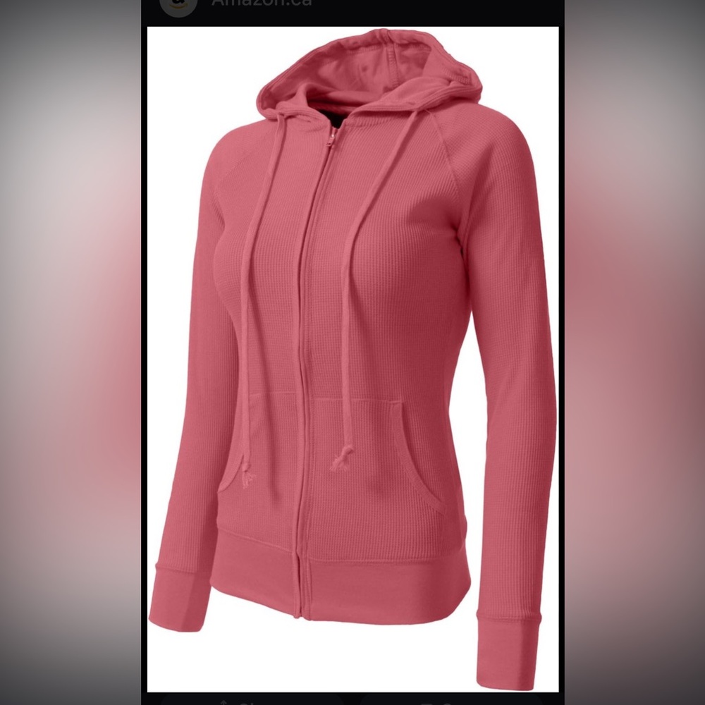 Carhartt Coral Waffle-Knit Hoodie with Logo Accent